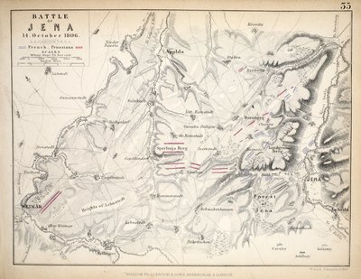 Map of the Battle of Jena, published by William Blackwood and Sons, Edinburgh and London, 1848 by Alexander Keith Johnston
